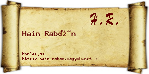 Hain Rabán névjegykártya